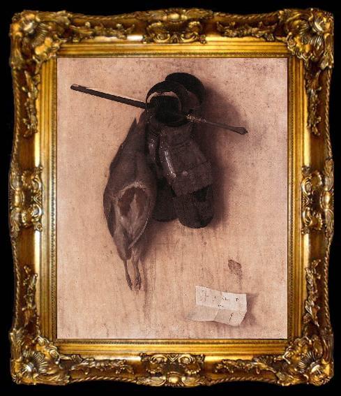 framed  BARBARI, Jacopo de Still-Life with Partridge and Iron Glovesv  wwed, ta009-2